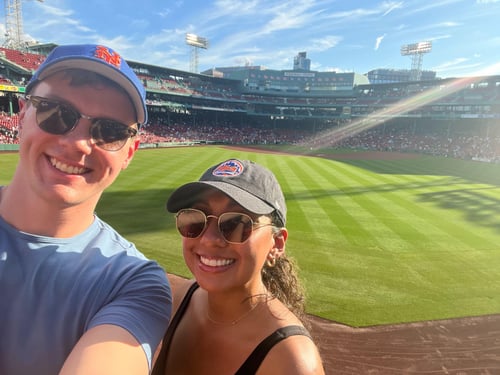 Alex and his girlfriend at Fenway Park to see the Mets play the Red Sox. Alex and his girlfriend at Fenway Park to see the Mets play the Red Sox.