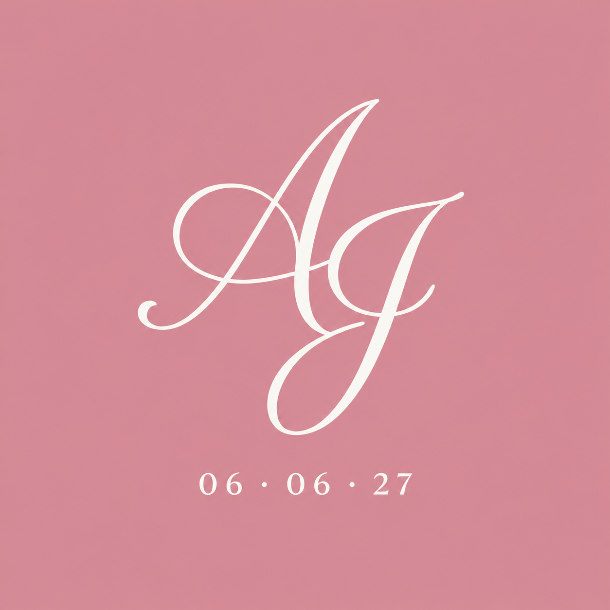 Alex and Jenn monogram, their initials "AJ"